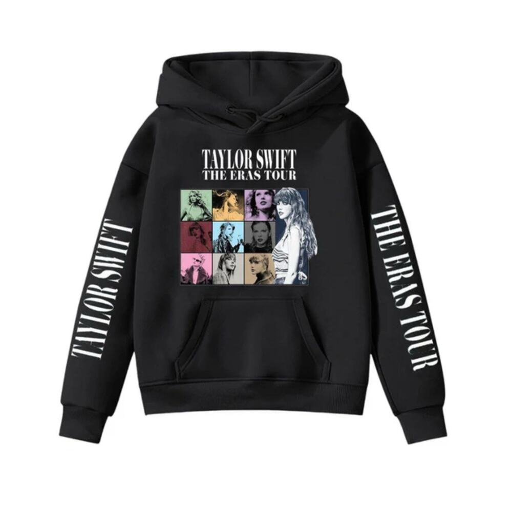 TAYLOR SWIFT Black Hoodie THE ERAS TOUR Pullover Size Small